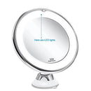 Espelho de Aumento 10x Articulado 360° com LED e Ventosa de Fixação