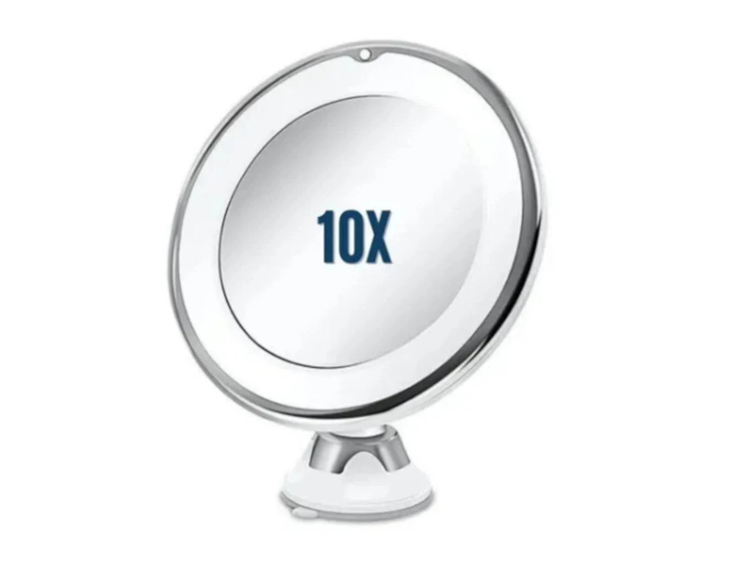 Espelho de Aumento 10x Articulado 360° com LED e Ventosa de Fixação
